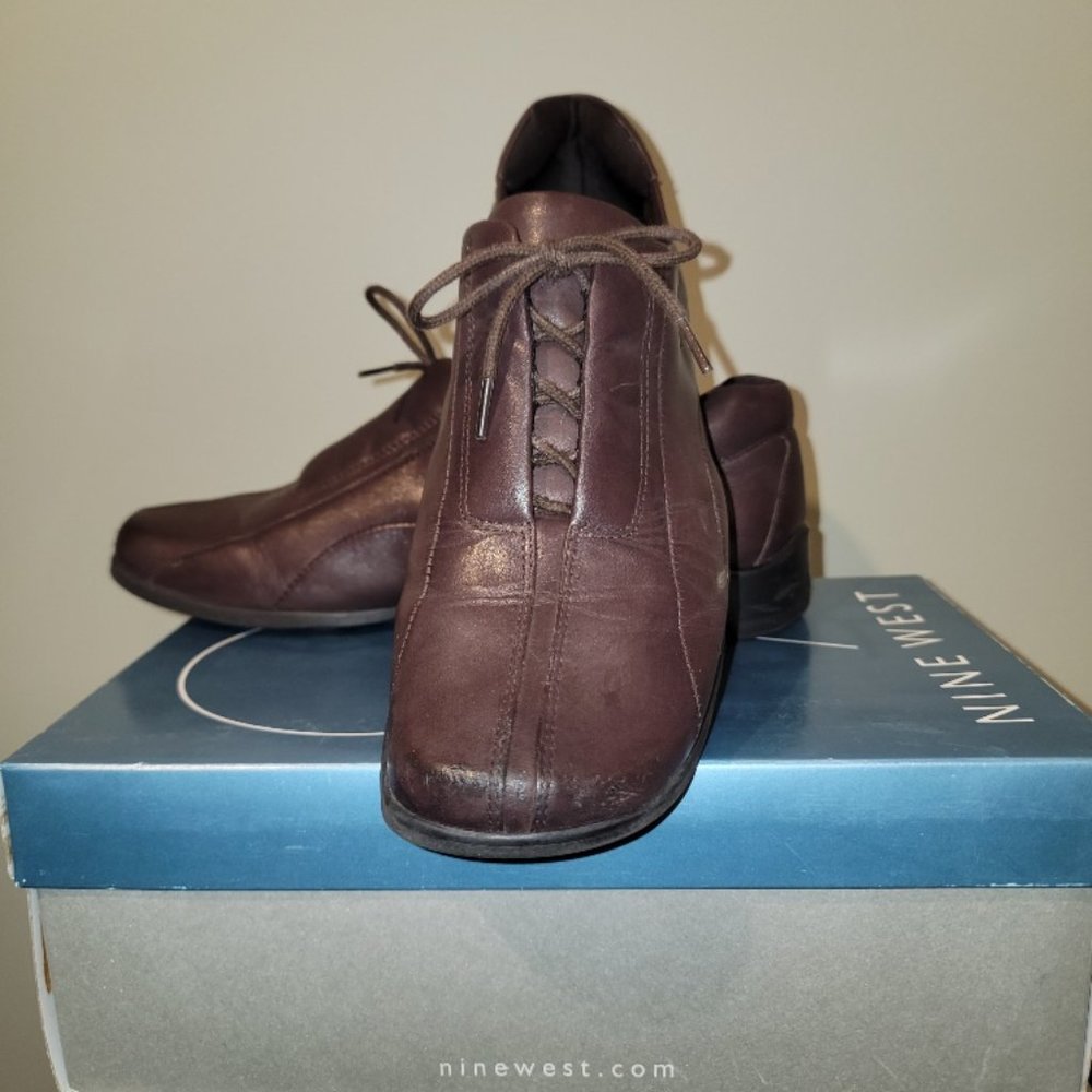 Nine West Flat Brown Leather Shoes Women 8 1/2 M